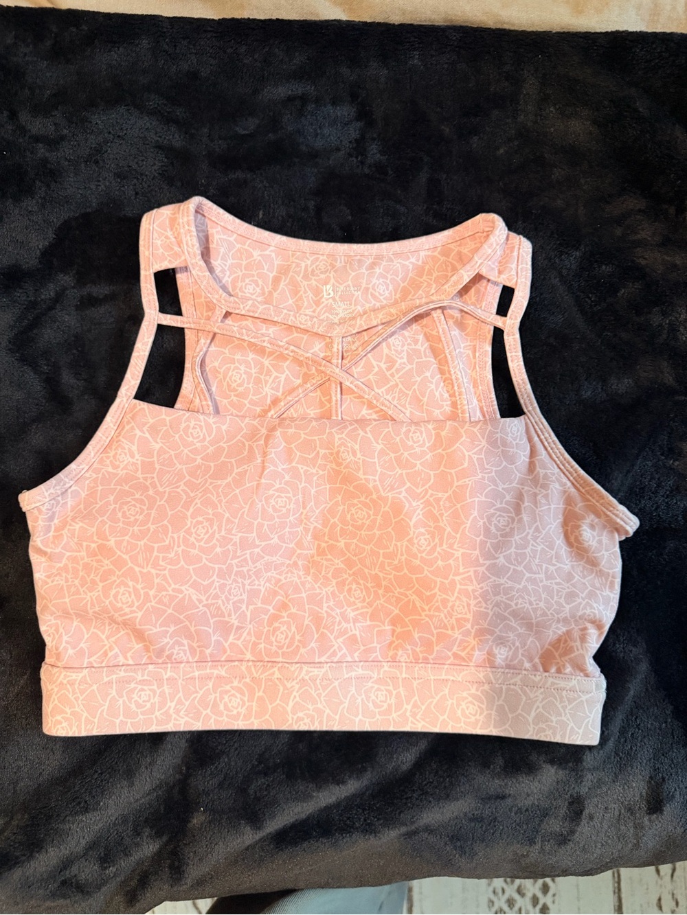BuffBunny Pink Floral Strappy High-Neck Sports Bra